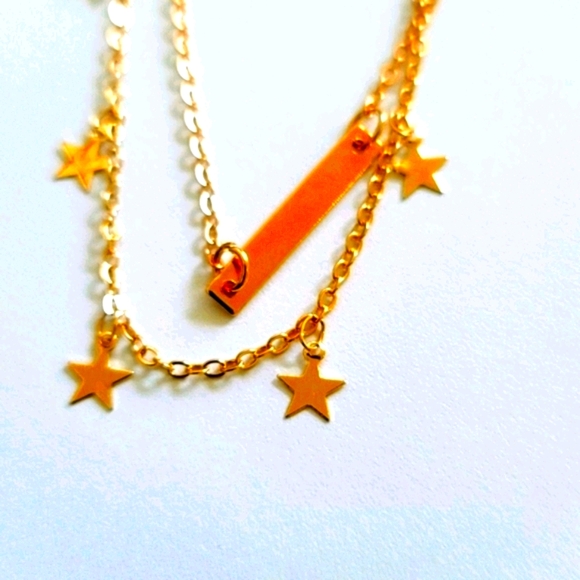 Vintage Gold Stars and Bar Double Strand Anklet/Bracelet - Picture 2 of 3